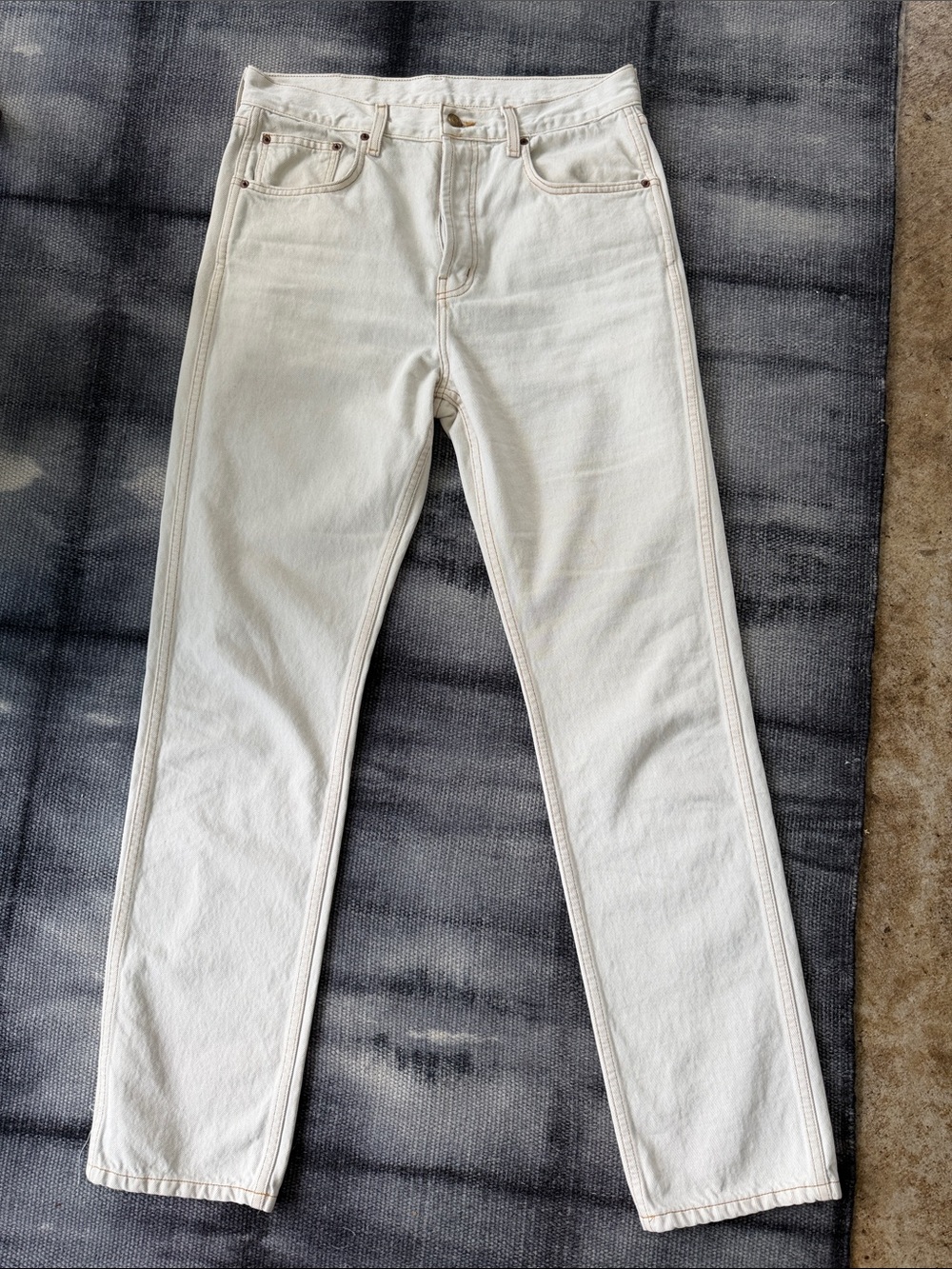 B SIDES Ecru High-Rise Straight Jeans